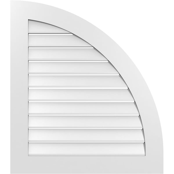 Ekena Millwork Quarter Round Top Right Surface Mount PVC Gable Vent w/ 3-1/2"W x 1"P Standard Frame, 30"W x 34"H GVPQR30X3401SF - main